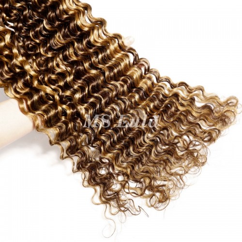 #4/27 Honey Blonde Highlight Deep Wave Virgin Human Hair Bundles | Human Hair Wig | Lace Front